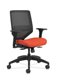 HON Solve MidBack Task Chair | Black 4way stretch Mesh Back | Adjustable Lumbar | Black Frame | Bittersweet Seat Fabric