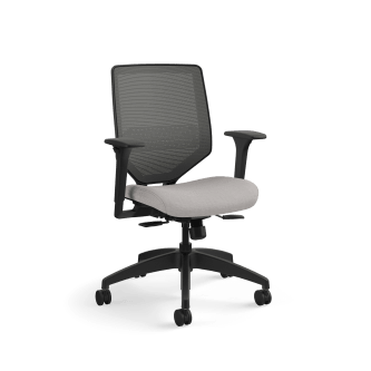 HON Solve MidBack Task Chair | Charcoal 4way stretch Mesh Back |Adjustable Lumbar | Black Frame | Sterling Seat Fabric