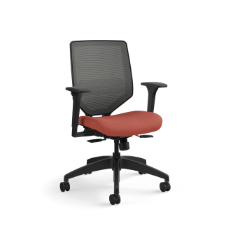 HON Solve MidBack Task Chair | Charcoal 4way stretch Mesh Back |Adjustable Lumbar | Black Frame | Bittersweet Seat Fabric