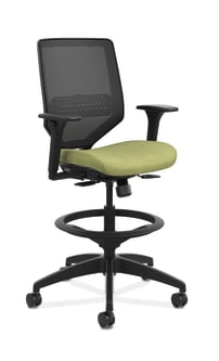 HON Solve MidBack Task Stool | Black 4way stretch Mesh Back | Black Frame | Meadow Seat Fabric