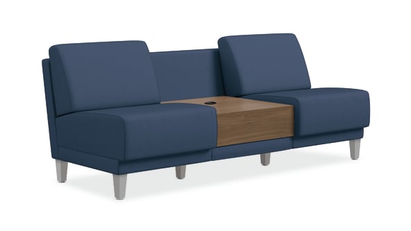HON Grove TwoSeat Lounge With Table | Armless | Tapered Square Legs | Jet Fabric