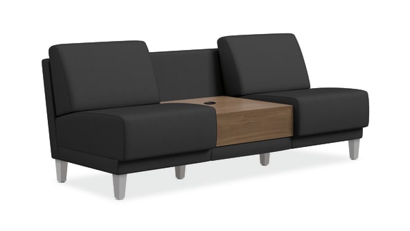 HON Grove TwoSeat Lounge With Table | Armless | Tapered Square Legs | Carbon Fabric