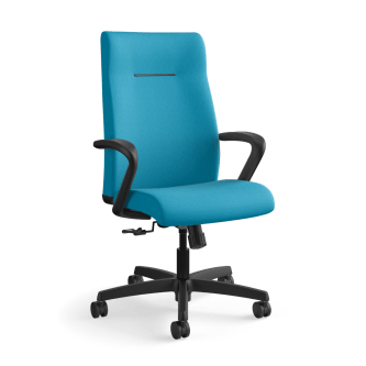 HON Ignition Executive HighBack Task Chair | Fixed Arms | Hard Casters | Upholstered Back | Peacock Fabric | Standard Base