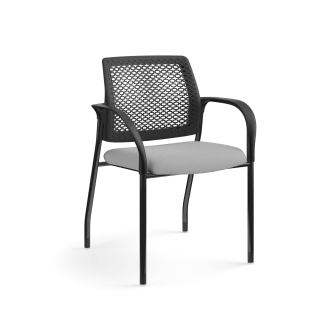 HON Ignition MultiPurpose Stacking Chair | Fixed Arms | Glides | ReActiv Back | Frost Fabric | Black Frame