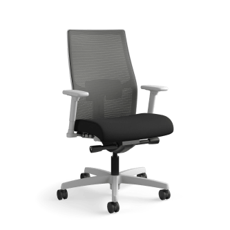 HON Ignition 20 MidBack Task Chair | Charcoal 4way stretch Mesh Back | Easy Assembly | Black Fabric | Titanium Frame