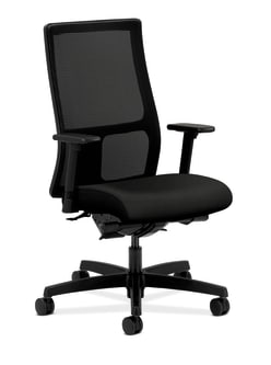 HON Ignition MidBack Mesh Task Chair | SynchroTilt Back Angle | Adjustable Arms | Black Vinyl
