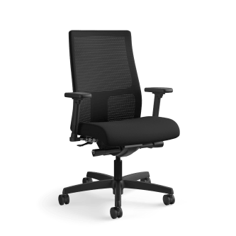HON Ignition MidBack Task Chair | SynchroTilt Back Adjustment Seat Glide | Black 4way stretch Mesh | Black Fabric