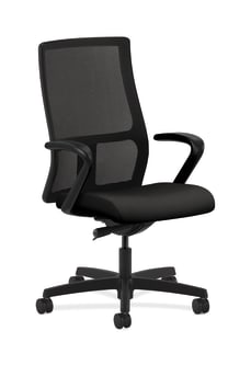 HON Ignition MidBack Mesh Task Chair | SynchroTilt | Fixed Arms | Black Fabric