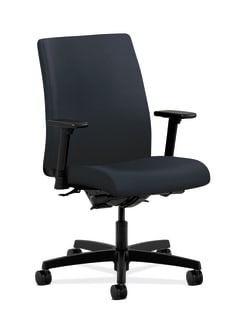 HON Ignition LowBack Task Chair | SynchroTilt Back Angle | Adjustable Arms | Navy Vinyl