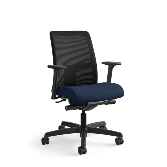 HON Ignition LowBack Mesh Task Chair | SynchroTilt Back Angle | Adjustable Arms | Navy Fabric