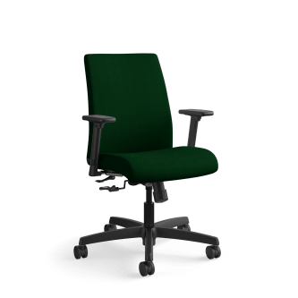 HON Ignition LowBack Task Chair | Height and WidthAdjustable Arms | Hard Casters | Upholstered Back | Jade Fabric | Black Base
