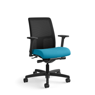 HON Ignition LowBack Mesh Task Chair | SynchroTilt | Adjustable Arms | Peacock Fabric
