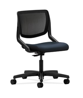 HON Motivate Task Chair | Knit Mesh Back | Onyx Shell | Navy Fabric