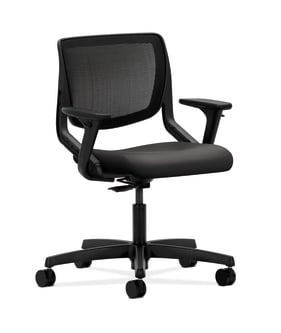 HON Motivate Task Chair | Black 4way stretch Back | Adjustable Arms | Charcoal Fabric