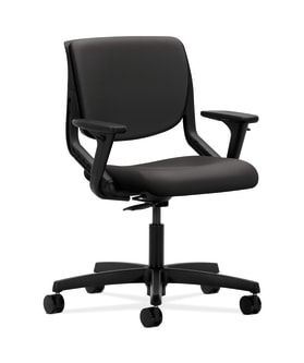 HON Motivate Task Chair | Upholstered Back | Adjustable Arms | Onyx Shell | Charcoal Fabric