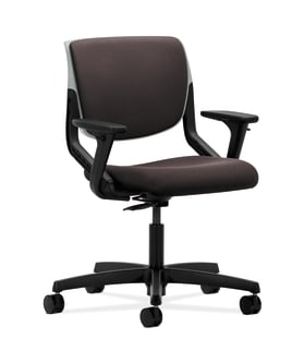 HON Motivate Task Chair | Upholstered Back | Adjustable Arms | Platinum Shell | Espresso Fabric