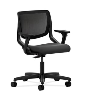 HON Motivate Task Chair | Black 4way stretch Back | Adjustable Arms | Iron Ore Fabric