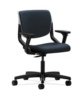 HON Motivate Task Chair | Upholstered Back | Adjustable Arms | Platinum Shell | Navy Fabric