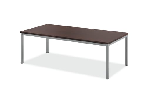 HON Metal Leg Coffee Table, Chestnut,Silver