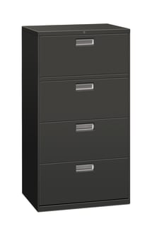 HON Brigade 600 Series Lateral File | 4 Drawers | Aluminum Pull | 30W | Charcoal Finish