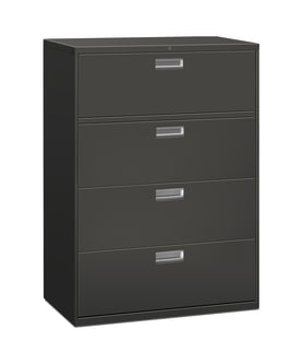 HON Brigade 600 Series Lateral File | 4 Drawers | Aluminum Pull | 42W | Charcoal Finish