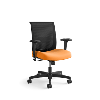 HON Convergence Task Chair | Swivel Tilt Control | Height and WidthAdjustable Arms | Adjustable Lumbar Support | Apricot Fabric Seat