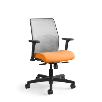 HON Ignition 4way Stretch Mesh Back Task Chair | SynchroTilt Control With Seat Slider | Adjustable Arms | Adjustable Lumbar Support | Fog 4way Stretch Mesh Back | Apricot Seat Fabric | Black Frame