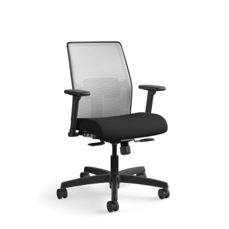 HON Ignition 4way Stretch Mesh Back Task Chair | SynchroTilt Control With Seat Slider | Adjustable Arms | Adjustable Lumbar Support | Fog 4way Stretch Mesh Back | Black Seat Fabric | Black Frame