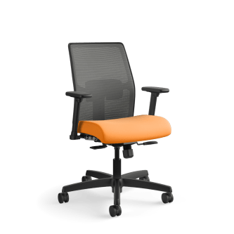 HON Ignition 4way stretch Mesh Back Task Chair | SynchroTilt Control With Seat Slider | Adjustable Arms | Adjustable Lumbar Support | Charcoal 4way stretch Mesh Back | Apricot Seat Fabric | Black Frame