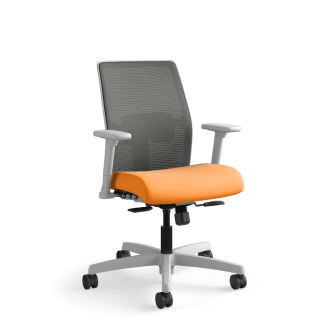HON Ignition 4way stretch Mesh Back Task Chair | SynchroTilt Control With Seat Slider | Adjustable Arms | Adjustable Lumbar Support | Charcoal 4way stretch Mesh Back | Apricot Seat Fabric | Titanium Frame