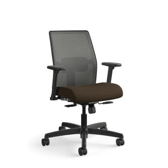 HON Ignition 4way stretch Mesh Back Task Chair | SynchroTilt Control With Seat Slider | Adjustable Arms | Adjustable Lumbar Support | Charcoal 4way stretch Mesh Back | Espresso Seat Fabric | Black Frame