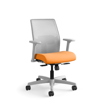 HON Ignition 4way Stretch Mesh Back Task Chair | SynchroTilt Control With Seat Slider | Adjustable Arms | Adjustable Lumbar Support | Fog 4way Stretch Mesh Back | Apricot Seat Fabric | Titanium Frame