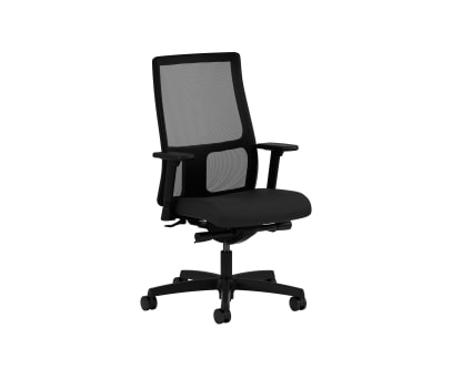 HON Ignition LowBack Mesh Task Chair | SynchroTilt | Adjustable Arms | Black Fabric