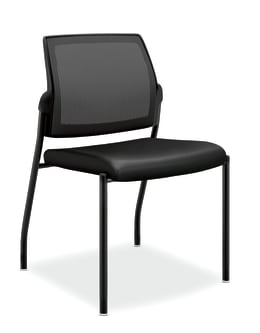 HON Ignition Mesh Back MultiPurpose Stacking Chair | Armless | Glides | Black Frame | Black Leather