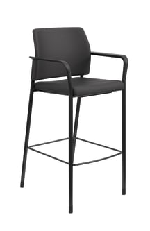 HON Accommodate Cafe Stool | Fixed Arms | Black Fabric | Textured Black Frame