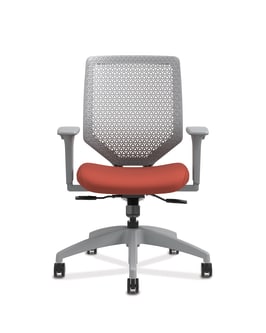 HON Solve MidBack Task Chair | Fog 4way stretch Mesh Back | Titanium Frame | Bittersweet Seat Fabric