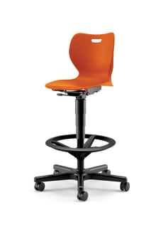 HON SmartLink Task Stool | Adjustable Footring | Hard Casters | Tangelo Shell | 18H
