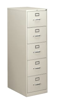 HON 310 Series Vertical File | 5 Drawers | Legal Width | 1814W x 2612D | Light Gray Finish
