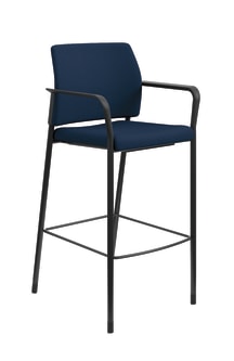 HON Accommodate Cafe Stool | Fixed Arms | Navy Fabric | Textured Black Frame