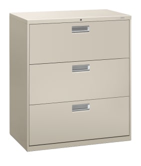 HON Brigade 600 Series Lateral File | 3 Drawers | Aluminum Pull | 36W | Light Gray Finish