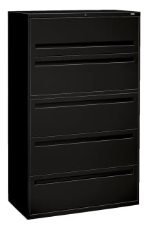 HON Brigade 700 Series Lateral File | 5 Drawers | Integral Pull | 42W | Black Finish