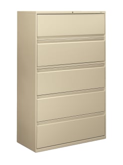 HON Brigade 800 Series Lateral File | 5 Drawers | Radius Pull | 42W | Putty Finish
