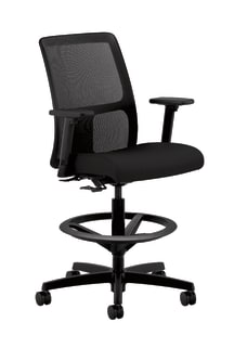 HON Ignition Task Stool | Hard Casters | Black 4way stretch Mesh Back | Black Seat Fabric | Standard Base | Black Frame