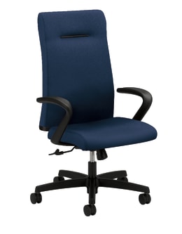 HON Ignition Executive HighBack Task Chair | Fixed Arms | Hard Casters | Upholstered Back | Navy Fabric | Standard Base