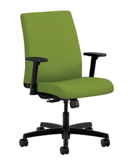 HON Ignition LowBack Task Chair | Height and WidthAdjustable Arms | Hard Casters | Upholstered Back | Pear Fabric | Black Base