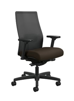 HON Ignition 20 4way stretch Mesh Back Task Chair | Advanced SynchroTilt Control | Height and WidthAdjustable Arms | Adjustable Lumbar Support | Hard Casters | Black 4way stretch Mesh Back | Espresso Seat Fabric | Standard Base | Black Frame