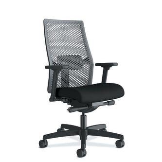 HON Ignition ReActiv MidBack Task | Advanced SynchroTilt | Adjustable Arms | Black Fabric | Adjustable Lumbar