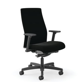 HON Ignition MidBack Task Chair | Easy Assembly | Advanced SynchroTilt Control | Hard Casters | Height and WidthAdjustable Arms | Black Frame | Black Fabric