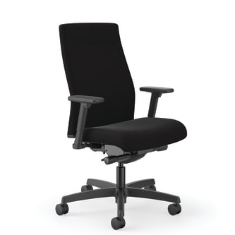 HON Ignition MidBack Task Chair | Easy Assembly | Advanced SynchroTilt Control | Hard Casters | Height and WidthAdjustable Arms | Black Frame | Black Fabric