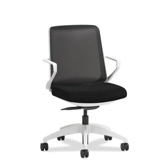 HON Cliq Office Chair | Black Mesh Back | SynchroTilt | Black Seat Fabric | Designer White Frame